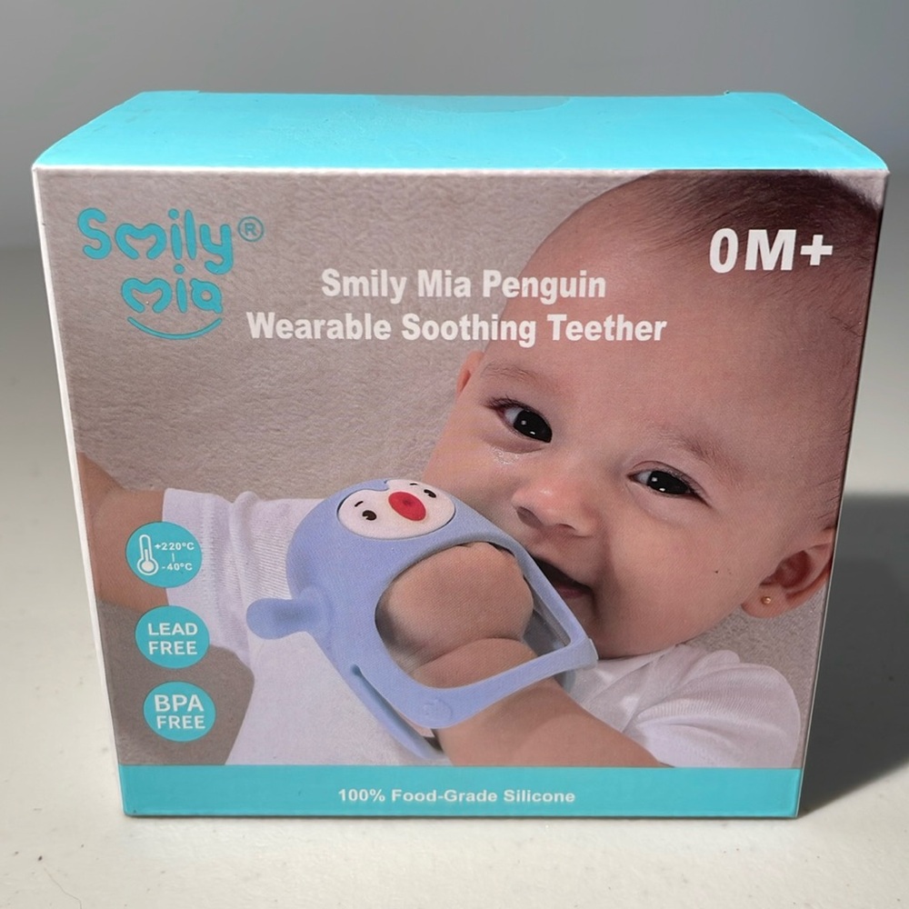 Penguin Wearable Soothing Teether - Blue